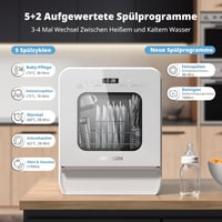 AIRMSEN Asztali Mosogatógép Mini 37x50cm Víztartállyal 9 Program 360° Permetezés Fehér 2