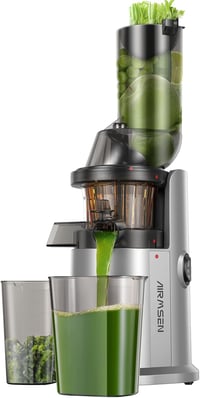 AIRMSEN Lassú Gyümölcscentrifuga 82mm Nyílással, 450W BPA-Mentes Hidegprés Gyümölcs és Zöldség Préshez 1