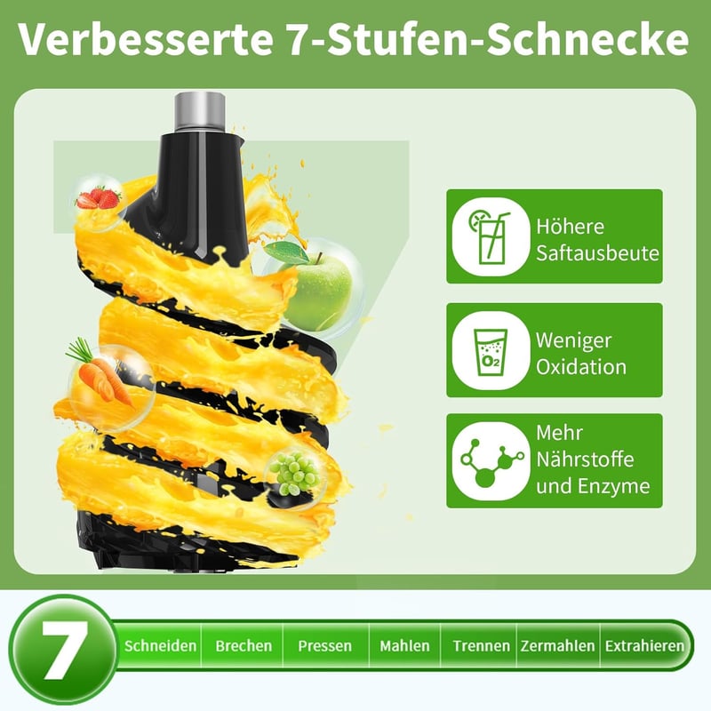 AIRMSEN Lassú Gyümölcscentrifuga 82mm Nyílással, 450W BPA-Mentes Hidegprés Turmixgép Ezüst