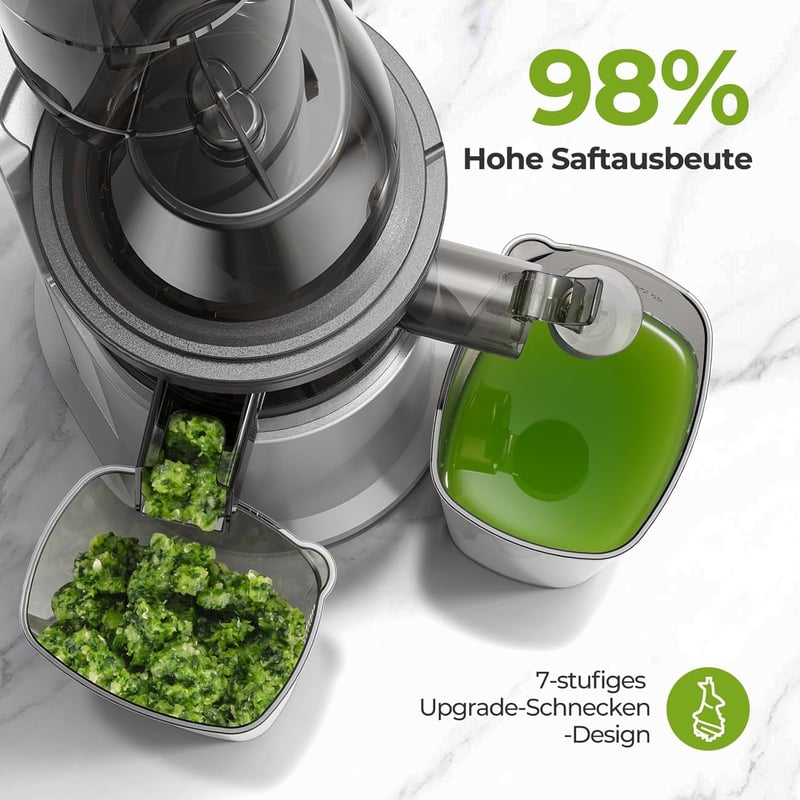 AIRMSEN Lassú Gyümölcscentrifuga 82mm Nyílással, 450W BPA-Mentes Hidegprés Gyümölcs és Zöldség Préshez