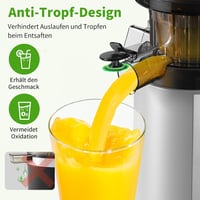 AIRMSEN Lassú Gyümölcscentrifuga 82mm Nyílással, 450W BPA-Mentes Hidegprés Turmixgép Ezüst 5