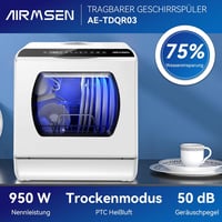 AIRMSEN Mini Mosogatógép 5+1 Program Érintésvezérlés LED Kijelző Fehér 8