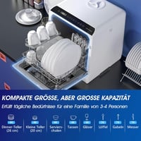 AIRMSEN Mini Mosogatógép 5+1 Program Érintésvezérlés LED Kijelző Fehér 6