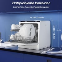 AIRMSEN Mini Mosogatógép 5+1 Program Érintésvezérlés LED Kijelző Fehér 2