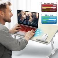 AirOpen Állítható Laptop Asztal Ágyhoz, Hűtővel és Fiókkal, 60x34cm, Bézs 3