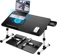 AirOpen Állítható Laptop Asztal Ágyhoz, Hűtővel és Fiókkal, 60x34cm, Fekete 1
