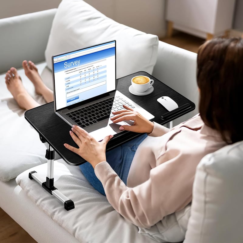 AirOpen Állítható Laptop Asztal Ágyhoz, Hűtővel és Fiókkal, 60x34cm, Fekete