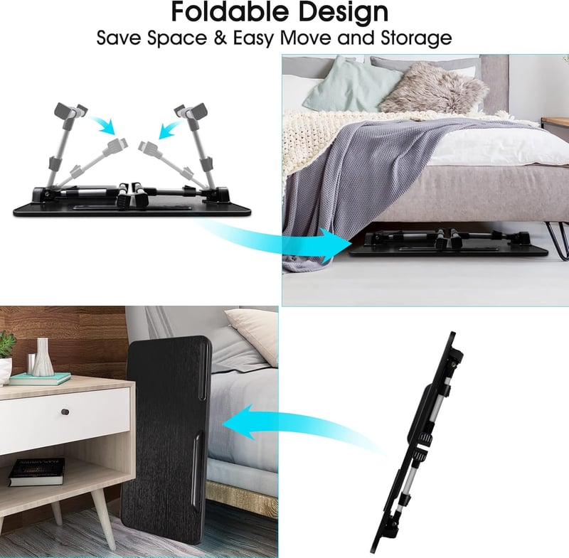AirOpen Állítható Laptop Asztal Ágyhoz, Hűtővel és Fiókkal, 60x34cm, Fekete