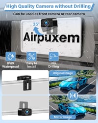 Airpuxem 2K Tolatókamera 5 Colos Monitorral - Fúrás Nélküli, IP69 Vízálló, Éjjellátó Funkció, Egyszerű Telepítés, 12V, SUV/Pickup/Lakóautó K 4