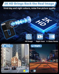 Airpuxem 2K Tolatókamera 5 Colos Monitorral - Fúrás Nélküli, IP69 Vízálló, Éjjellátó Funkció, Egyszerű Telepítés, 12V, SUV/Pickup/Lakóautó K 3