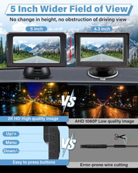 Airpuxem 2K Tolatókamera 5 Colos Monitorral - Fúrás Nélküli, IP69 Vízálló, Éjjellátó Funkció, Egyszerű Telepítés, 12V, SUV/Pickup/Lakóautó K 2