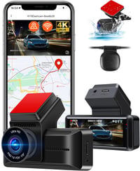 Airpuxem 4K Autós Fedélzeti Kamera WiFi GPS Funkcióval, Első-Hátsó Rögzítéssel, Éjjellátó Üzemmóddal, 170° Látószöggel, WDR, G-szenzor, Type 1