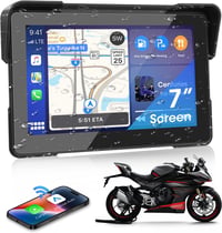Airpuxem 7 hüvelykes motoros CarPlay Android Auto kijelző Bluetooth navigáció Siri Google Assistant IP67 vízálló 1