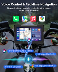 Airpuxem 7 hüvelykes motoros CarPlay Android Auto kijelző Bluetooth navigáció Siri Google Assistant IP67 vízálló 3