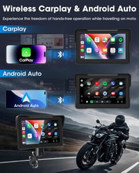 Airpuxem 7 hüvelykes motoros CarPlay Android Auto kijelző Bluetooth navigáció Siri Google Assistant IP67 vízálló 2