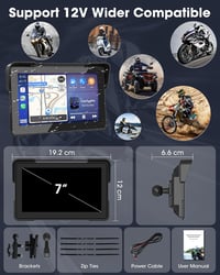 Airpuxem 7 hüvelykes motoros CarPlay Android Auto kijelző Bluetooth navigáció Siri Google Assistant IP67 vízálló 7