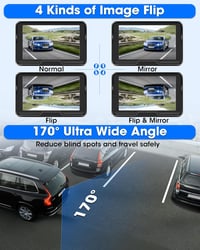 Airpuxem AHD 1080P Vezeték nélküli Tolatókamera 5" Monitorral - 6 LED-es Éjjellátó Rendszer 170° Látószöggel, 12V-os Autókhoz, SUV-okhoz, Te 5