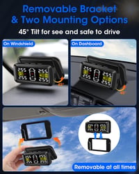 Airpuxem TPMS Abroncsnyomás Figyelő Rendszer - Napelemes, 0,01 Bar Pontosságú, 3,5" Kijelzővel, 4 Külső Szenzorral, 2/4 Kerék Módban 4