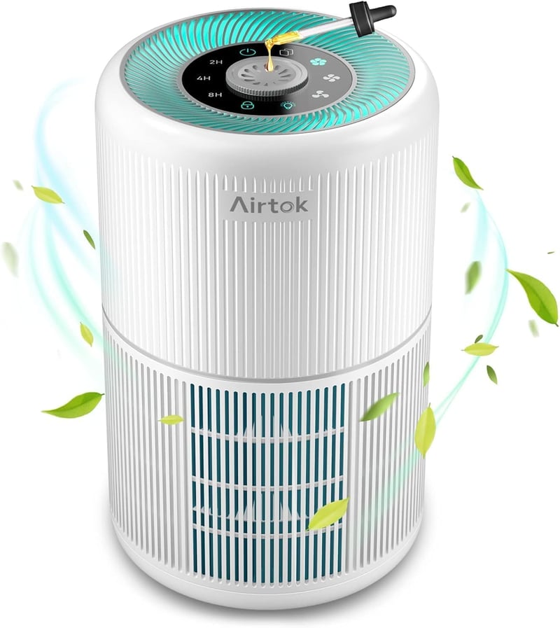 AIRTOK Légtisztító H13 HEPA Szűrővel, Aromaterápia Funkcióval, Allergia Elleni Védelemmel