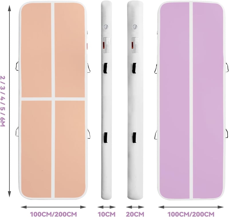 airtrack matte Lila felfújható torna ugrószőnyeg elektromos pumpával 10 vagy 20 cm magas 2/3/4/5/6 m hossz tornához jógához kempinghez