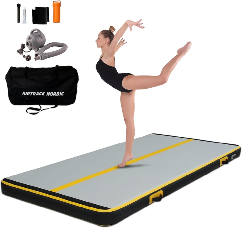 AirTrack Nordic Carbon Felfújható Tornaszőnyeg 300 x 150 x 15 cm Légszivattyúval Tornához Cheerleadinghez