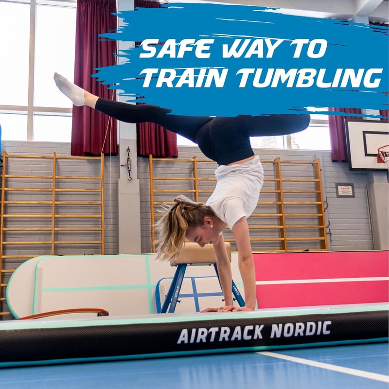 AirTrack Nordic Carbon Felfújható Tornaszőnyeg 300 x 150 x 15 cm Légszivattyúval Tornához Cheerleadinghez