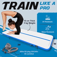 AirTrack Nordic Felfújható Tornaszőnyeg 600 x 100 x 10 cm - Kék PVC Légszőnyeg Pumpával Tornához, Jógához, Otthoni Edzéshez - Tartós, Könnyen Hordozható 3