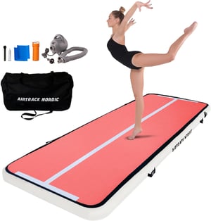 AirTrack Nordic Home Special Edition gimnastička strunjača na napuhavanje s pumpom, koraljna - 4 m