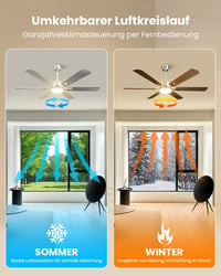 Stropný ventilátor Airwit 132 cm s LED osvetlením, 6 lopatiek, drevo a strieborná farba, DC motor, diaľkové ovládanie, 6 rýchlostí, do spálne a obývačky 5