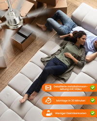 Stropný ventilátor Airwit 132 cm s LED osvetlením, 6 lopatiek, drevo a strieborná farba, DC motor, diaľkové ovládanie, 6 rýchlostí, do spálne a obývačky 7