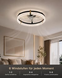 Ventilator de tavan Airwit 48 cm cu lampă, telecomandă, reglabil, motor DC silențios, 6 trepte, reversibil, 3000-6500K, temporizator 5