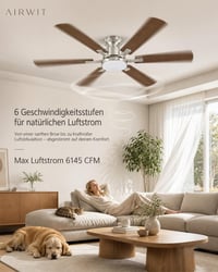 Airwit Mennyezeti Ventilátor Lámpával 132 cm 6 Lapát Csendes DC Motor 3