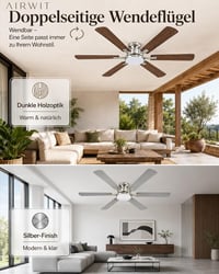 Airwit Mennyezeti Ventilátor Lámpával 132 cm 6 Lapát Csendes DC Motor 8