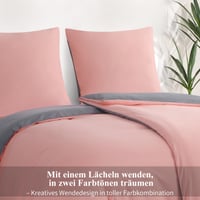 Súprava posteľnej bielizne z mikrovlákna Aisbo, 4-dielna, 135x200 cm, ružovo-sivá obojstranná, 2 obliečky na prikrývku so zipsom, 2 obliečky na vankúš 80x80 3