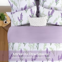 Aisbo Set posteljine od mikrovlakana 135x200 cm, 4 dijela - Navlaka za poplun s uzorkom lavande i ljubičastog cvijeća s patentnim zatvaračem + 2 jastučnice 80x80 cm Oek 4
