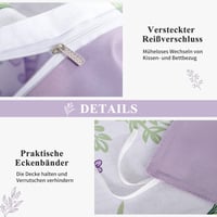 Aisbo Set posteljine od mikrovlakana 135x200 cm, 4 dijela - Navlaka za poplun s uzorkom lavande i ljubičastog cvijeća s patentnim zatvaračem + 2 jastučnice 80x80 cm Oek 6