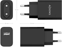 AISENS 10W USB töltő 5V/2A fekete gyors töltés 4
