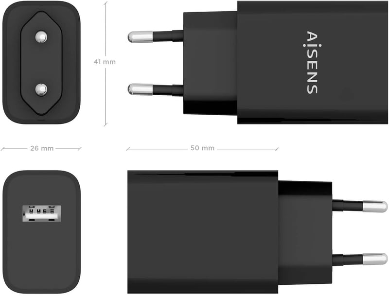 AISENS 10W USB töltő 5V/2A fekete gyors töltés