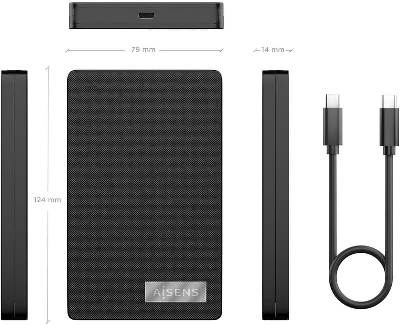 AISENS ASE-2541B Külső Merevlemez USB 3.0 Hordozható Adattárolás