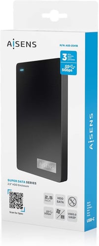 AISENS ASE-2541B Külső Merevlemez USB 3.0 Hordozható Adattárolás 8