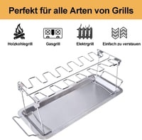 AISHN Csirkecomb tartó rozsdamentes acél grillezéshez és sütéshez 14 lábhoz tálcával 5