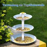 AISITIN Napelemes Madárfürdő Szolár Szökőkút 3 Szintes Etetővel Kertdísz - Blue 6