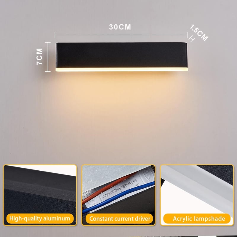 Aiskdan LED fali lámpa 360° forgatható 7W meleg fehér 3500K 31cm