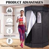 Aisny 1200W Hordozható Szaunakabin Gőzgenerátorral 180cm Időzítő 9 Fokozat 4