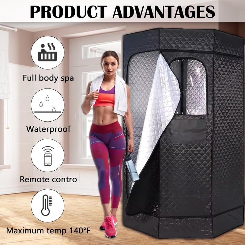 Aisny 1200W Hordozható Szaunakabin Gőzgenerátorral 180cm Időzítő 9 Fokozat