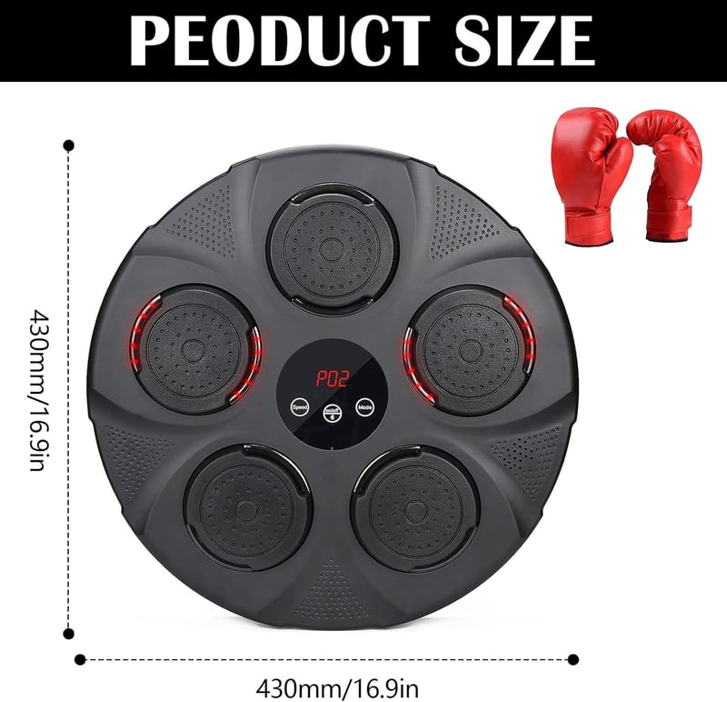 Aisny Bluetooth Zenés Boxgép - 9 Módú Fali Edzőeszköz RGB Világítással, Állítható Boxzsák Férfiaknak és Nőknek, Erőnlét Fejlesztéshez és Fog