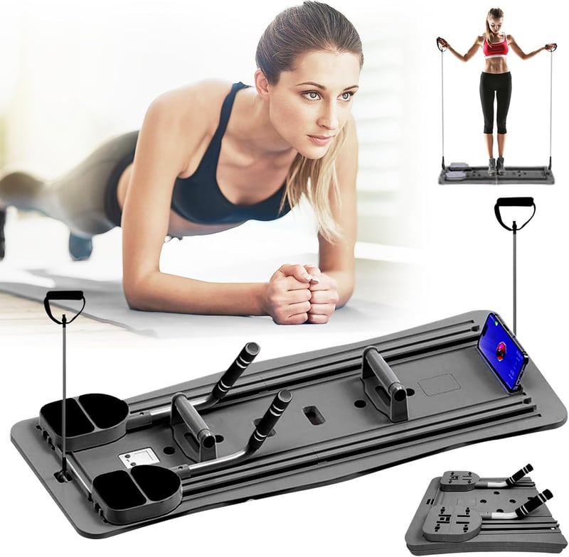 Aisny Összecsukható Pilates Reformer Pad LED Számlálóval - Multifunkciós Edzőpad Automata Visszarúgással és Állítható Fogantyúval, Rózsaszín