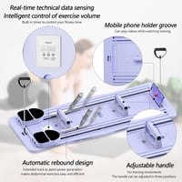 Aisny Összecsukható Pilates Reformer Pad LED Számlálóval - Multifunkciós Edzőpad Automata Visszarúgással és Állítható Fogantyúval, Rózsaszín 4