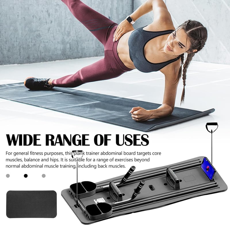 Aisny Összecsukható Pilates Reformer Pad LED Számlálóval - Multifunkciós Edzőpad Automata Visszarúgással és Állítható Fogantyúval, Rózsaszín