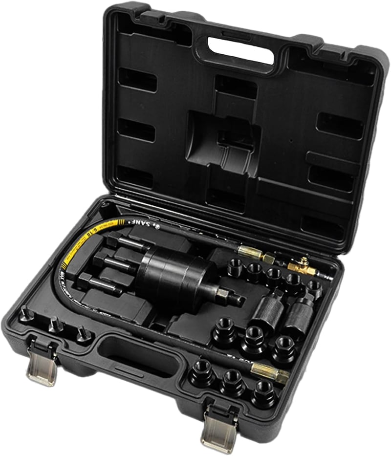 Aisny Pneumatikus Injektor Kihúzó Készlet 19 Adapterrel - Dízel Befecskendezőkhöz, Common Rail CDI Rendszerekhez, Bosch, Delphi, Denso, Siem